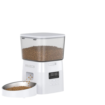 ROJECO Automatic Pet Feeder – Smart Dry Food Dispenser for Cats & Dogs with Button Control and Scheduled Feeding