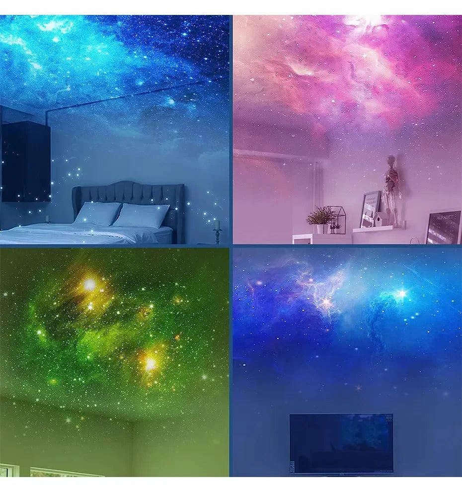 Astronaut galaxy star projector night light with nebula effects, remote control, and space-themed LED galaxy lamp for immersive space-themed room decor