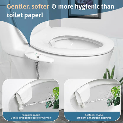 SAMODRA Ultra-Slim Bidet Attachment – Dual Nozzle, Non-Electric Toilet Seat Sprayer with Adjustable Water Pressure