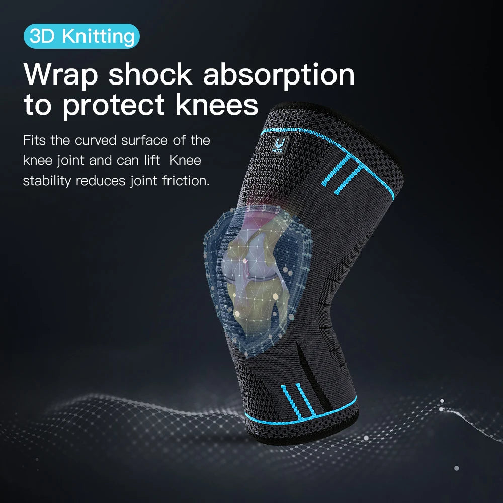 High-quality elastic and breathable compression knee support sleeve with springs for sports, fitness, and injury prevention