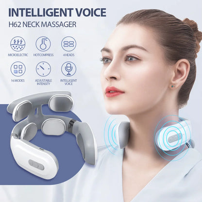 Smart Wireless Back & Neck Massager with Heating & TENS Pulse – Cervical Muscle Pain Relief & Shoulder Health Care