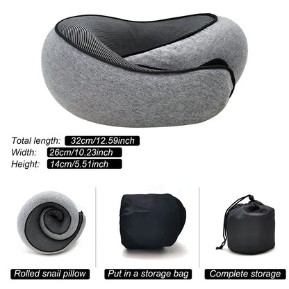 Travel Neck Pillow – Memory Foam U-Shaped Snail Style | Portable, Adjustable & Soft Neck Support for Airplane, Car & Office Naps
