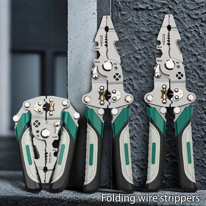 Foldable Wire Stripper & Crimping Tool – Multi-Function Electrician Pliers with Pulley Design for Cutting, Stripping & Wire Winding