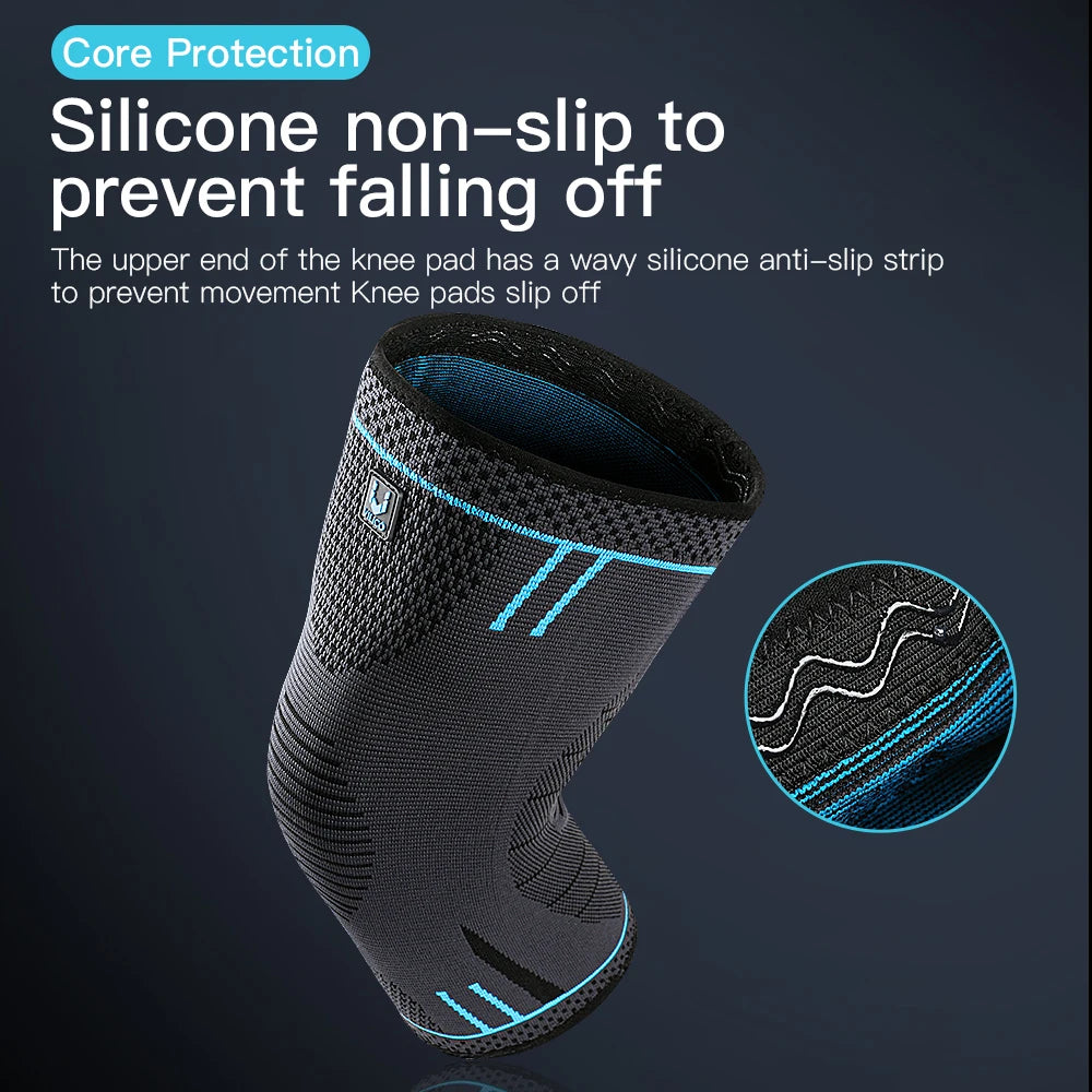 Long-lasting elastic breathable compression knee support sleeve with springs for sports and fitness