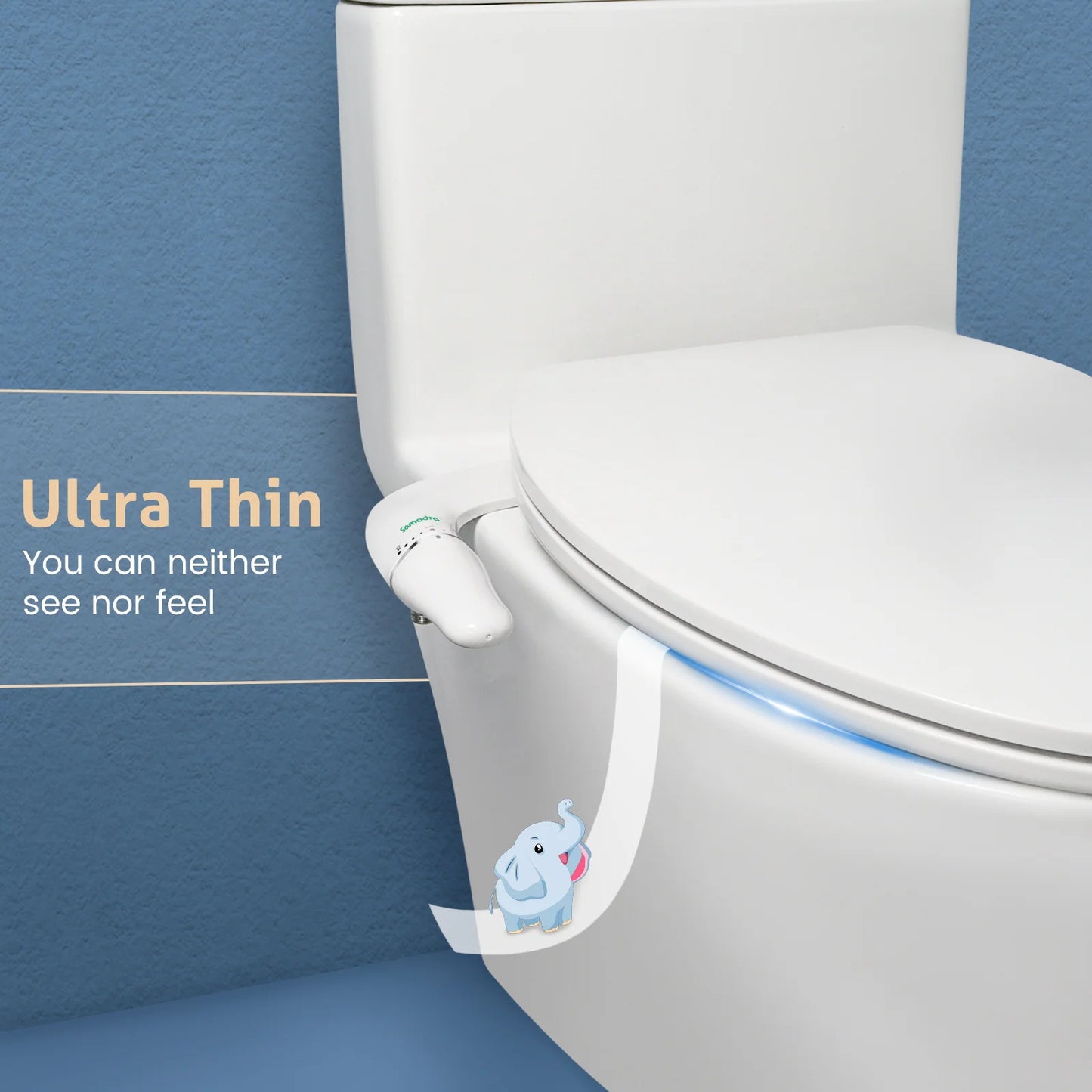 SAMODRA Ultra-Slim Bidet Attachment – Dual Nozzle, Non-Electric Toilet Seat Sprayer with Adjustable Water Pressure