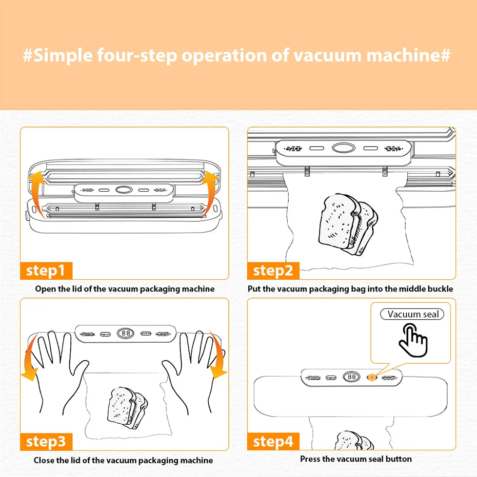 SaengQ Vacuum Sealer Machine – Food Saver with 10 Free Vacuum Bags | Household Food Preservation & Packaging