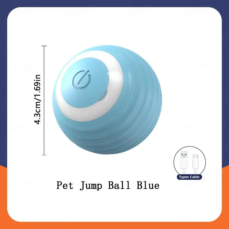 Smart interactive pet ball featuring USB rechargeability, automatic bouncing and rolling functionality for dogs and cats, engaging and entertaining pet toy