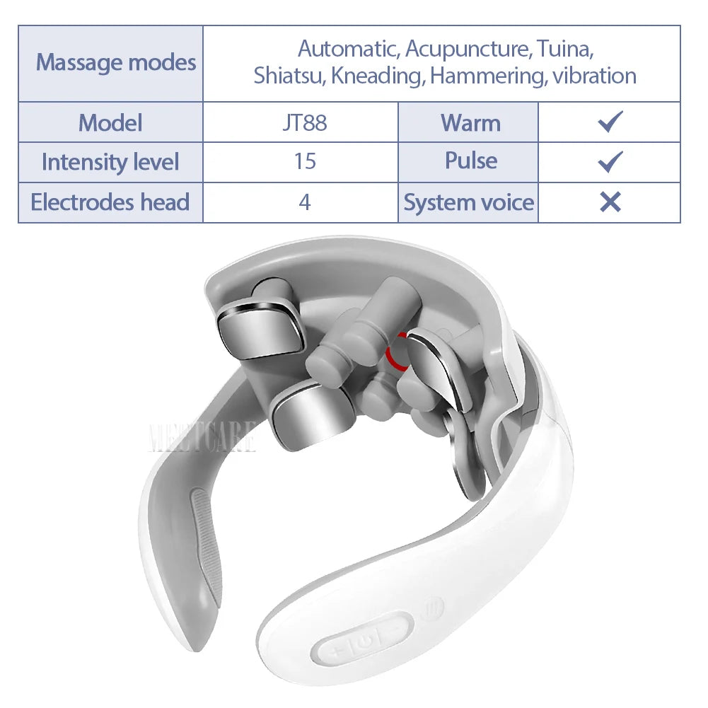 Smart Wireless Back & Neck Massager with Heating & TENS Pulse – Cervical Muscle Pain Relief & Shoulder Health Care