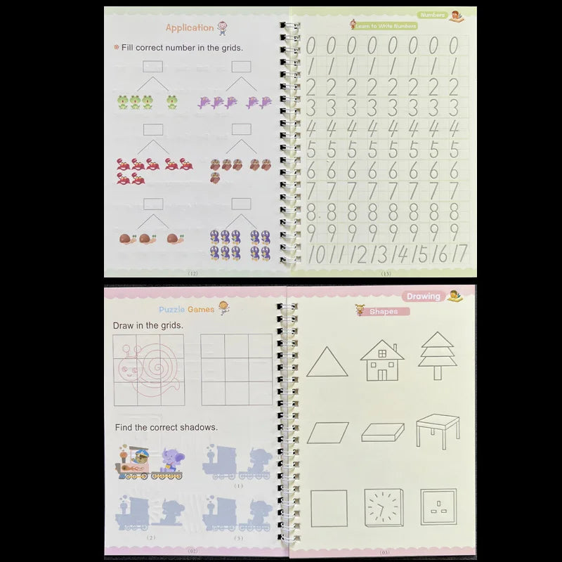 Sank Magic Practice Copybook – Reusable Calligraphy Writing Book for Kids | Preschool Handwriting & English Learning with Free Wiping Pen