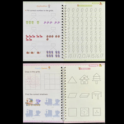 Sank Magic Practice Copybook – Reusable Calligraphy Writing Book for Kids | Preschool Handwriting & English Learning with Free Wiping Pen