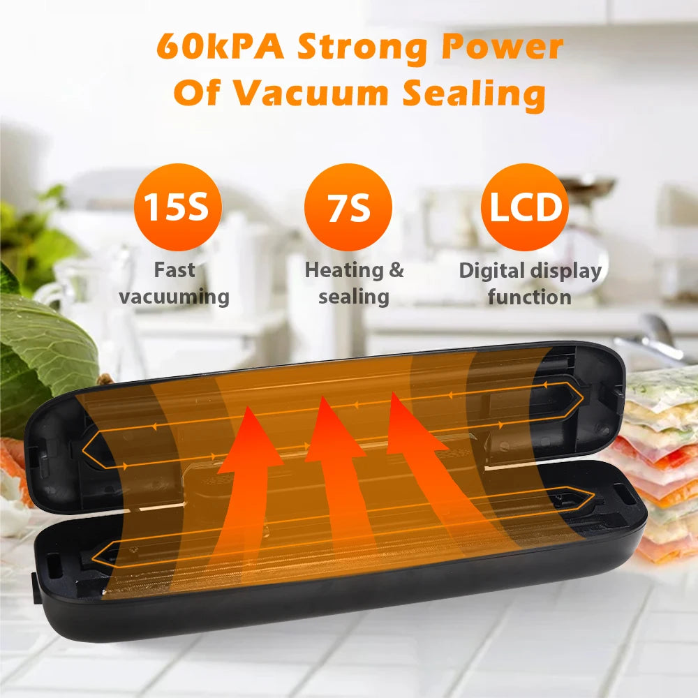 SaengQ Vacuum Sealer Machine – Food Saver with 10 Free Vacuum Bags | Household Food Preservation & Packaging