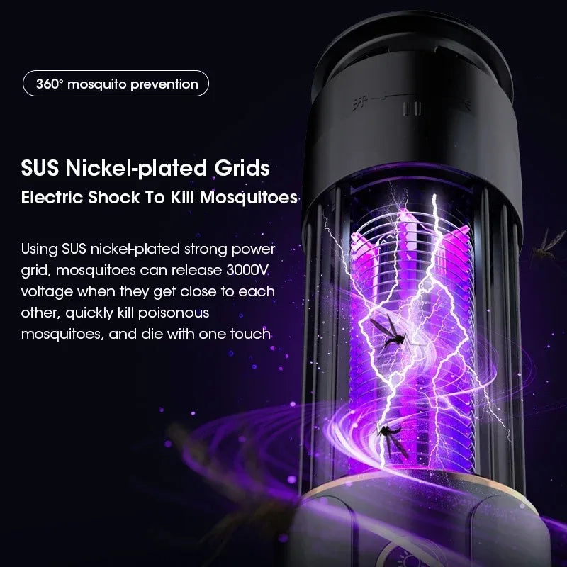 Rechargeable Mosquito Killer Lamp – Silent Electronic Insect Trap with 3-Level Timer & UV Anti-Mosquito Technology
