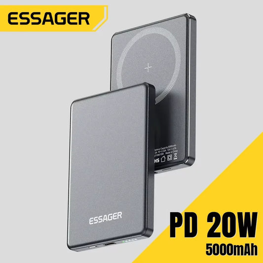 MagSafe-compatible magnetic wireless power bank with 5000mAh capacity and ultra-thin design