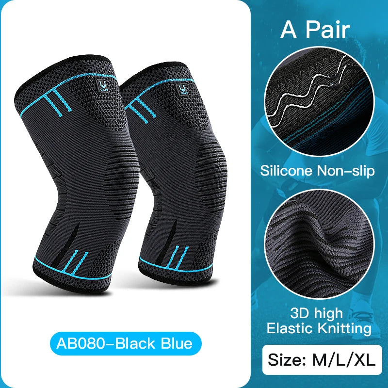 A single elastic, breathable compression knee support sleeve with springs designed for sports and fitness activities