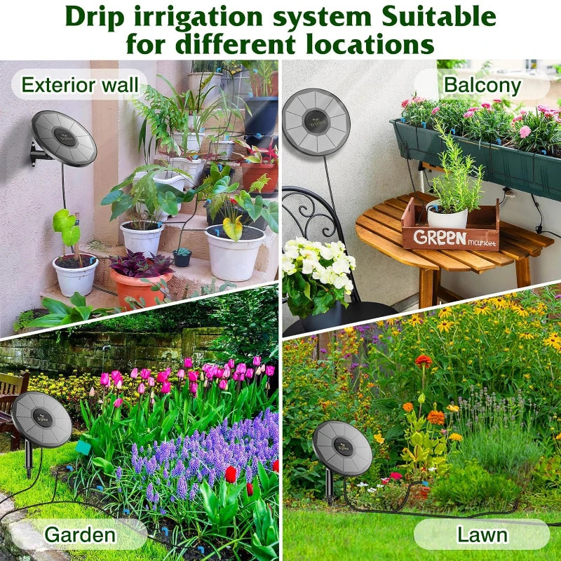 DIY Solar Irrigation Kit with 15m Hose – Garden, Balcony & Greenhouse Drip Watering System