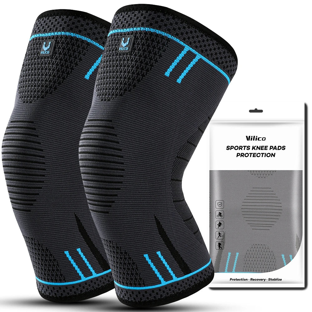 High-quality elastic breathable compression knee support sleeve with springs for sports and fitness activities