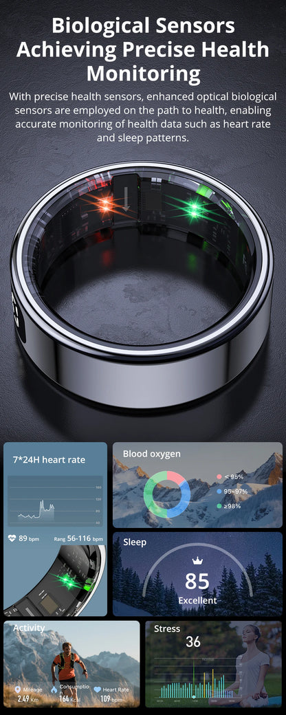 COLMI R12 Smart Ring – Touch Screen, Wireless Charging & Health Tracker, 5ATM Waterproof for Men & Women