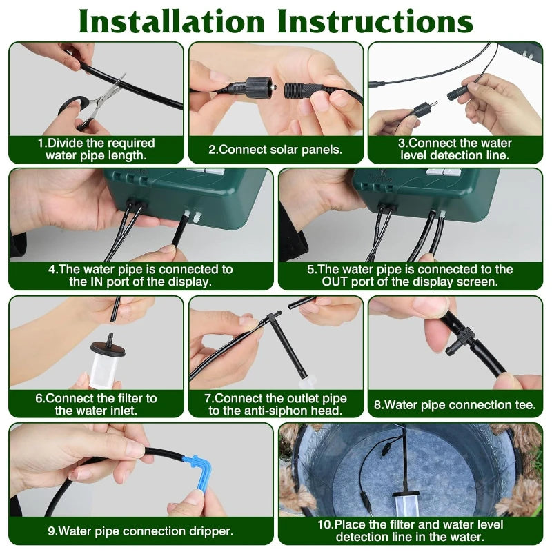 DIY Solar Irrigation Kit with 15m Hose – Garden, Balcony & Greenhouse Drip Watering System