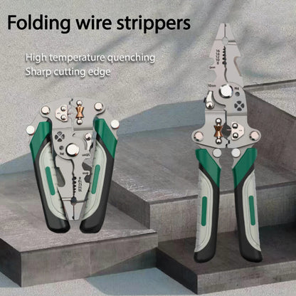 Foldable Wire Stripper & Crimping Tool – Multi-Function Electrician Pliers with Pulley Design for Cutting, Stripping & Wire Winding