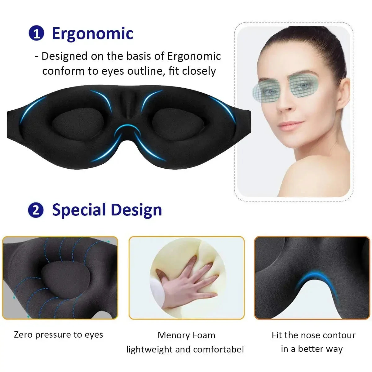 3D Contoured Sleep Mask