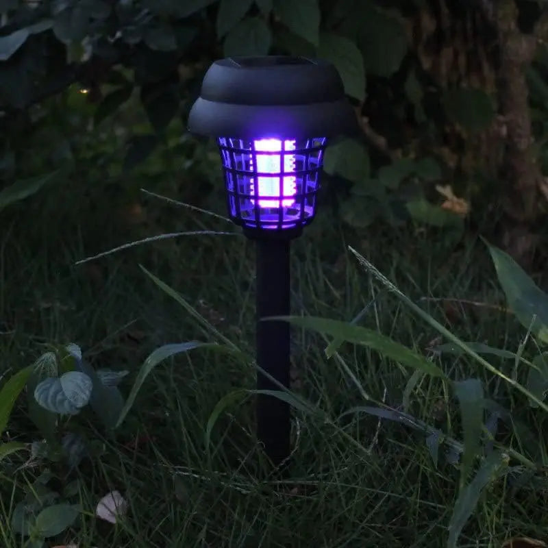 Solar-Powered Mosquito Zapper Lamp – Waterproof Insect Killer with 2 Light Modes & Safety Net for Lawn & Outdoor Use