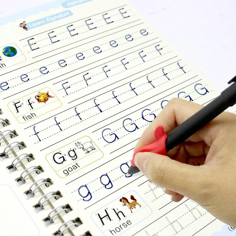 Sank Magic Practice Copybook – Reusable Calligraphy Writing Book for Kids | Preschool Handwriting & English Learning with Free Wiping Pen
