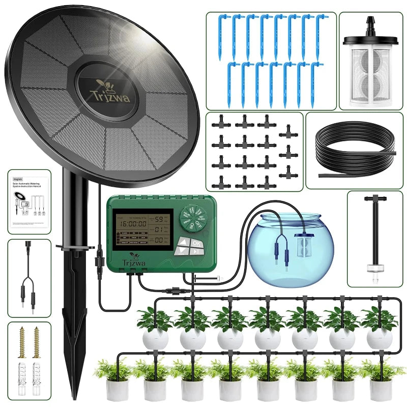 DIY Solar Irrigation Kit with 15m Hose – Garden, Balcony & Greenhouse Drip Watering System