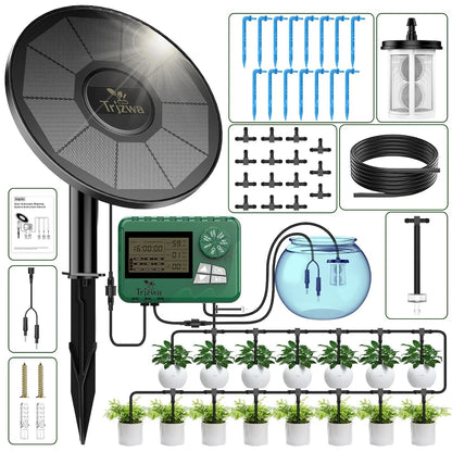 DIY Solar Irrigation Kit with 15m Hose – Garden, Balcony & Greenhouse Drip Watering System