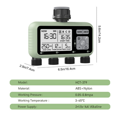 RESWAT 4-Outlet Water Timer – Multifunctional Sprinkler Controller with Multi-Caliber Adaptors for Easy Garden Irrigation