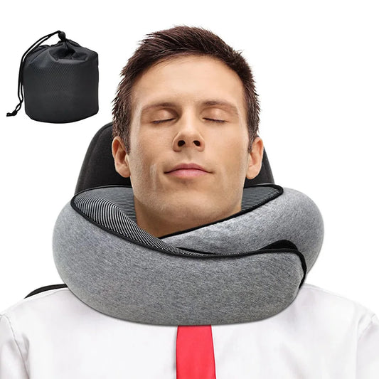 Travel Neck Pillow – Memory Foam U-Shaped Snail Style | Portable, Adjustable & Soft Neck Support for Airplane, Car & Office Naps
