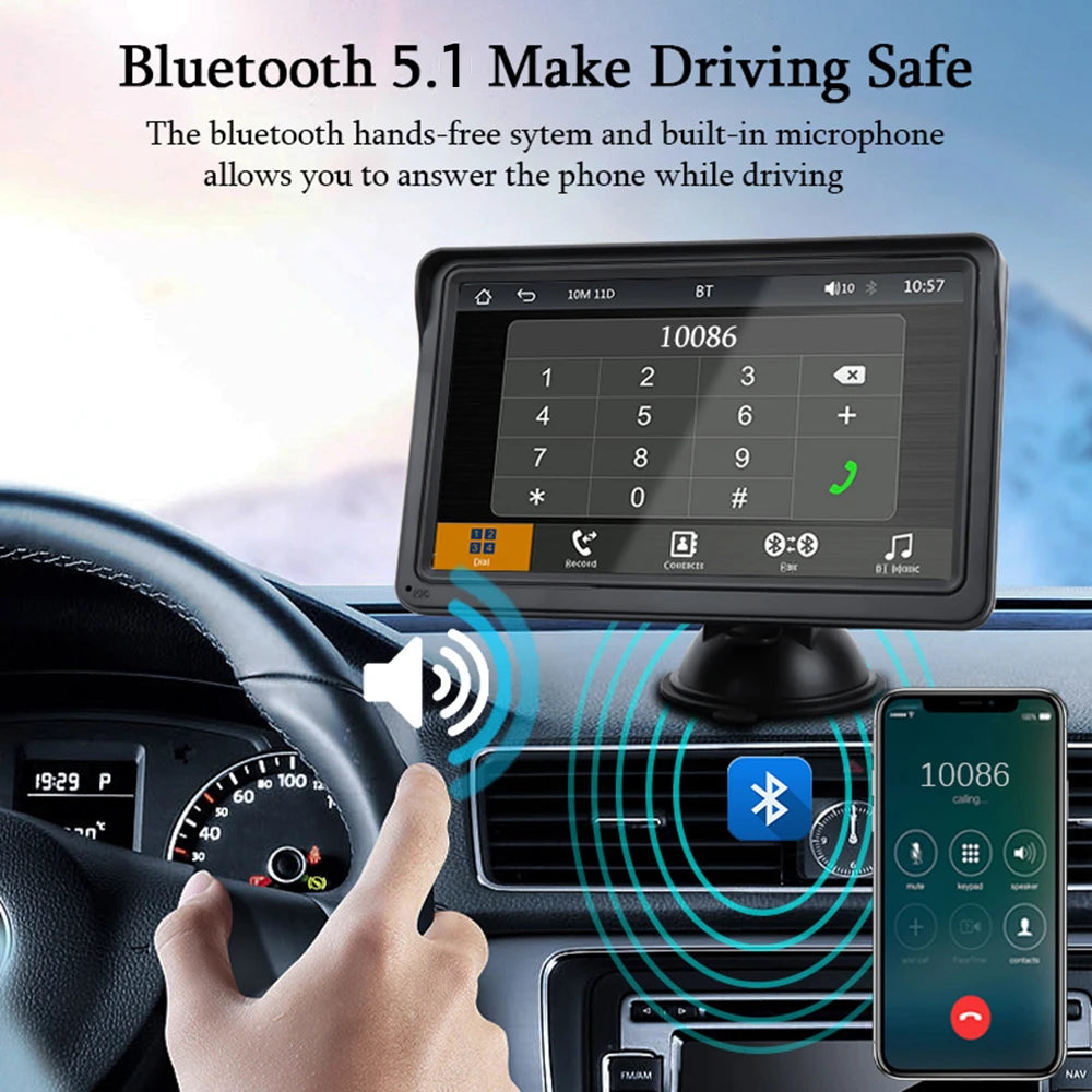 Portable Car Touchscreen Multimedia Player – Wireless CarPlay & Android Auto | USB, AUX & Backup Camera Support