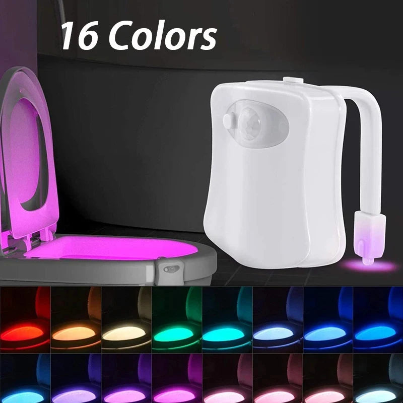 Motion-activated LED light for toilet bowl with long battery life