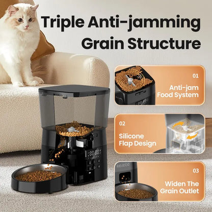 ROJECO Automatic Pet Feeder – Smart Dry Food Dispenser for Cats & Dogs with Button Control and Scheduled Feeding