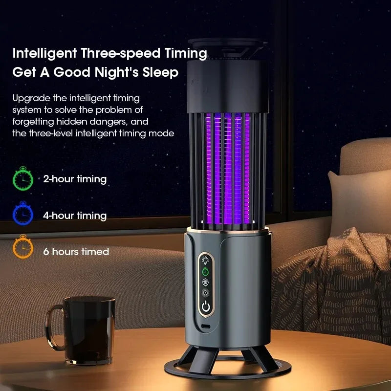Rechargeable Mosquito Killer Lamp – Silent Electronic Insect Trap with 3-Level Timer & UV Anti-Mosquito Technology