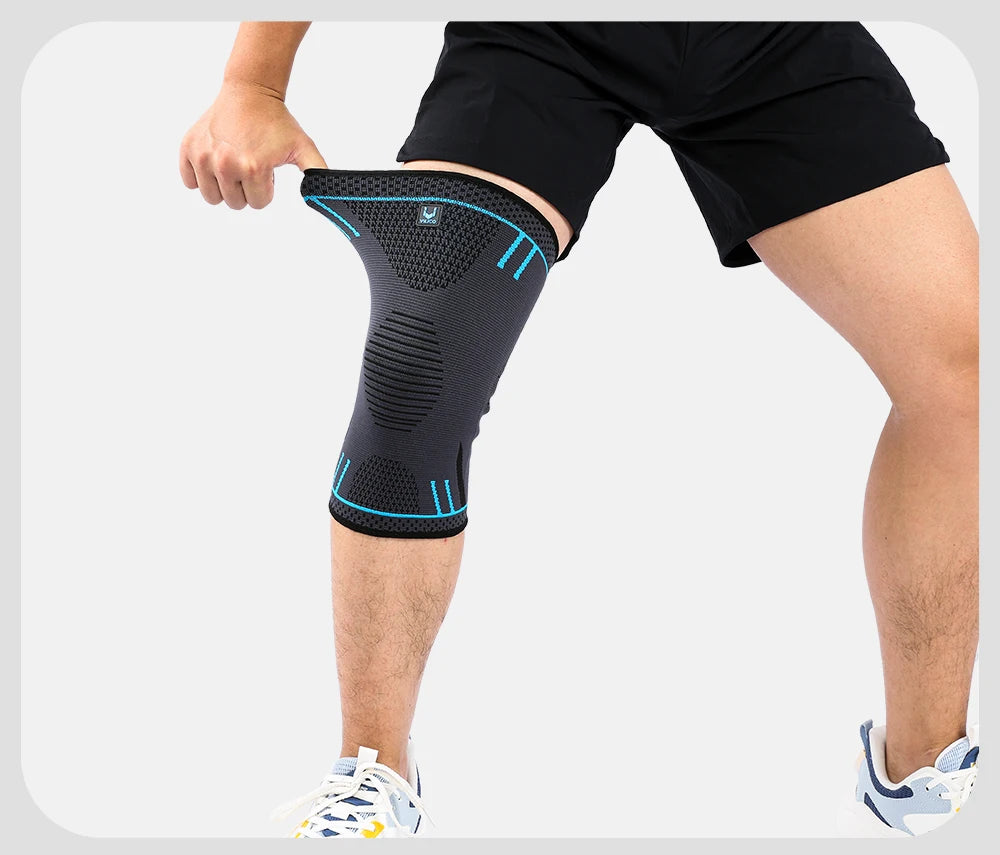 High-quality 1-piece elastic breathable compression knee support sleeve with springs for sports and fitness activities