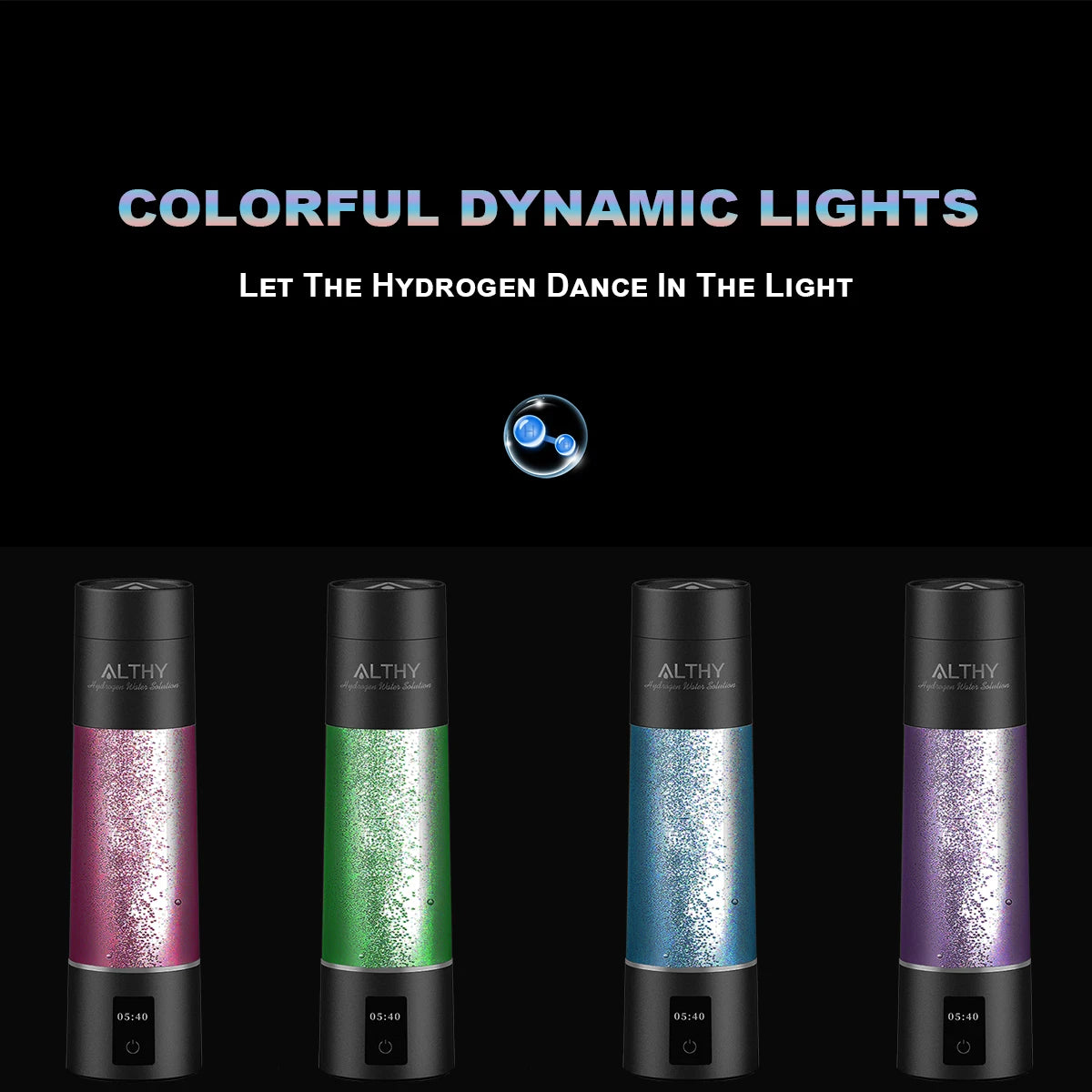 ALTHY Performance Molecular Hydrogen Water Bottle – DuPont SPE & PEM Dual-Chamber Ionizer with Charging & Time Display – High-Concentration H₂ Generator (Up to 5000ppb)