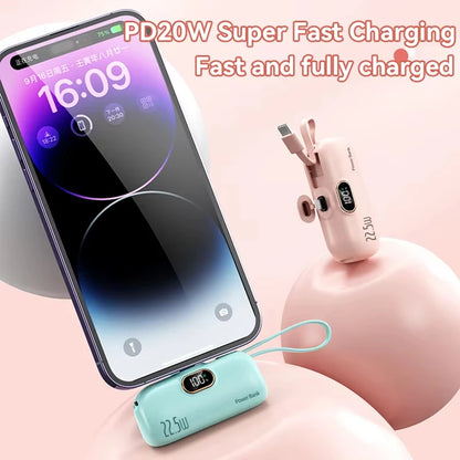 Mini Capsule Power Bank – Ultra-Compact Fast Charger & Emergency External Battery for iPhone and Android