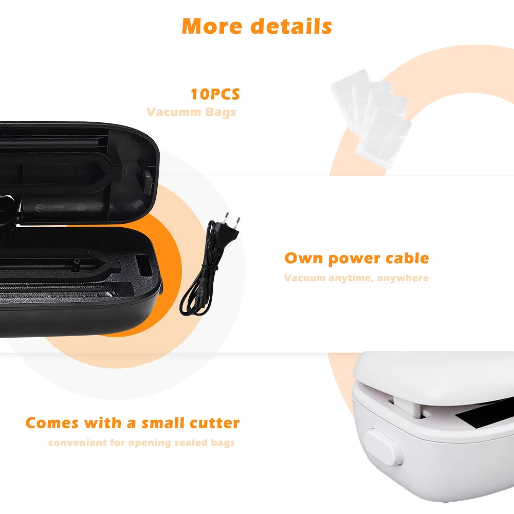 SaengQ Vacuum Sealer Machine – Food Saver with 10 Free Vacuum Bags | Household Food Preservation & Packaging