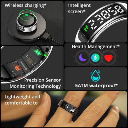 COLMI R12 Smart Ring – Touch Screen, Wireless Charging & Health Tracker, 5ATM Waterproof for Men & Women
