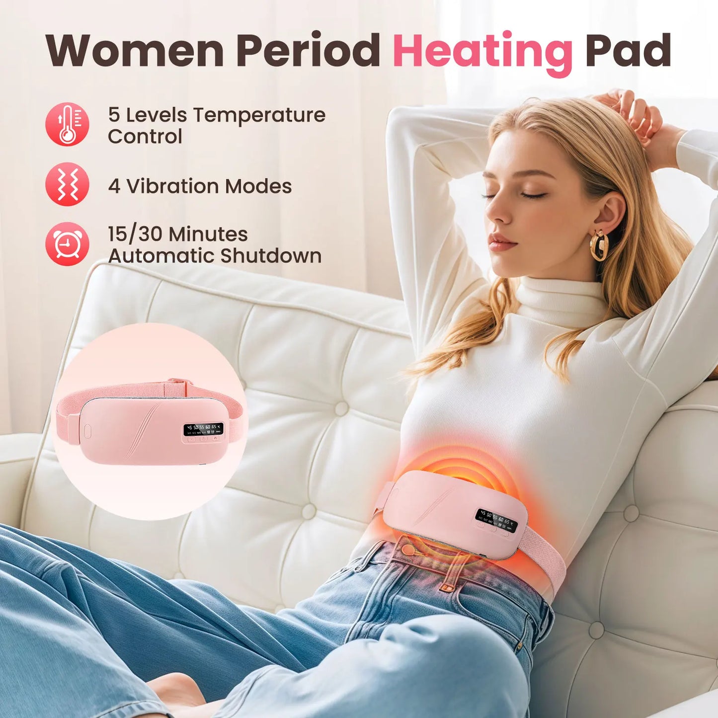 DOAD Heated Cramp Massager – Adjustable Warm Belt for Menstrual & Abdominal Pain