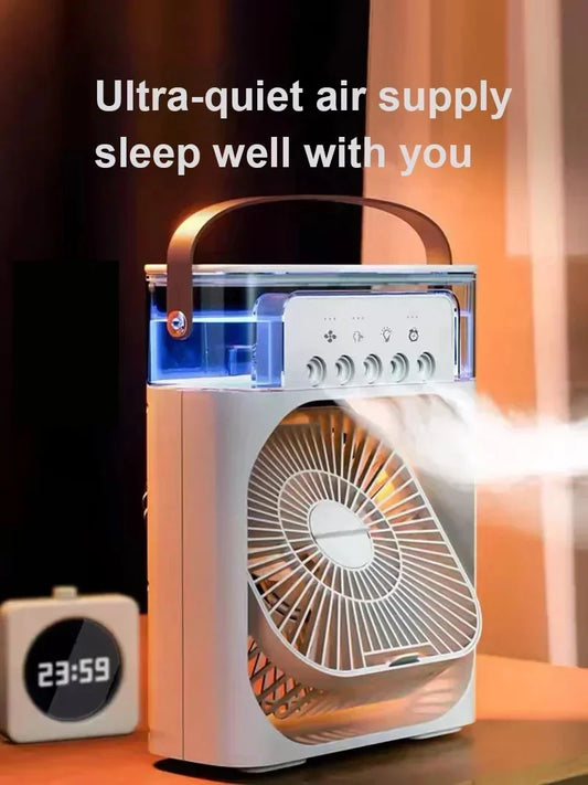 3-in-1 Portable Air Cooler, Humidifier & LED Night Light – Mini Air Conditioner Fan for Home & Office Use