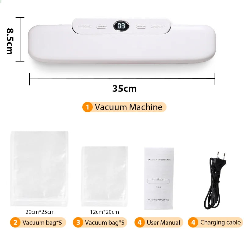 SaengQ Vacuum Sealer Machine – Food Saver with 10 Free Vacuum Bags | Household Food Preservation & Packaging