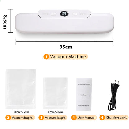 SaengQ Vacuum Sealer Machine – Food Saver with 10 Free Vacuum Bags | Household Food Preservation & Packaging