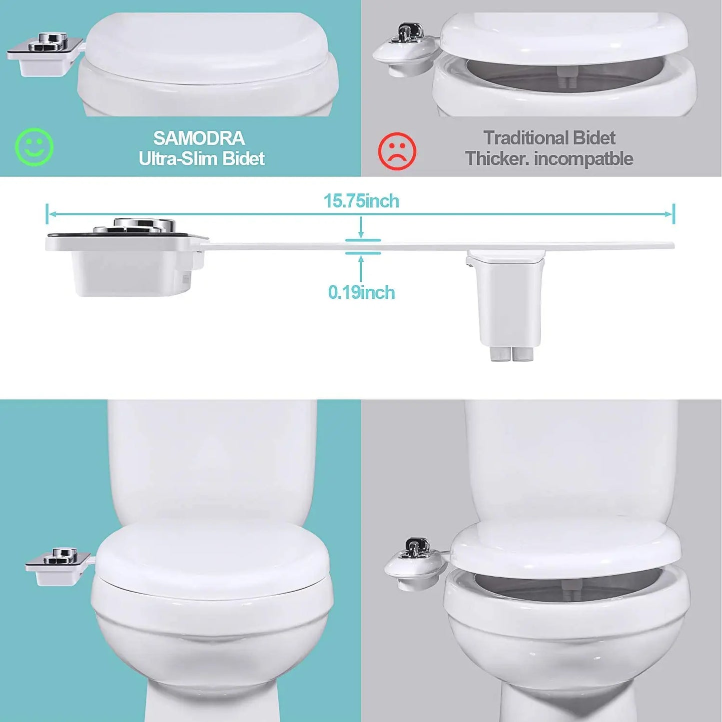 SAMODRA Bidet Attachment – Non-Electric Cold Water Toilet Sprayer with Adjustable Pressure & Retractable Self-Cleaning Nozzle
