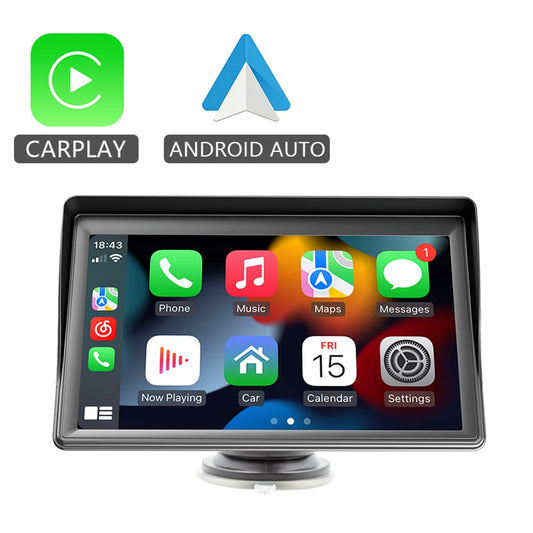 Portable Car Touchscreen Multimedia Player – Wireless CarPlay & Android Auto | USB, AUX & Backup Camera Support