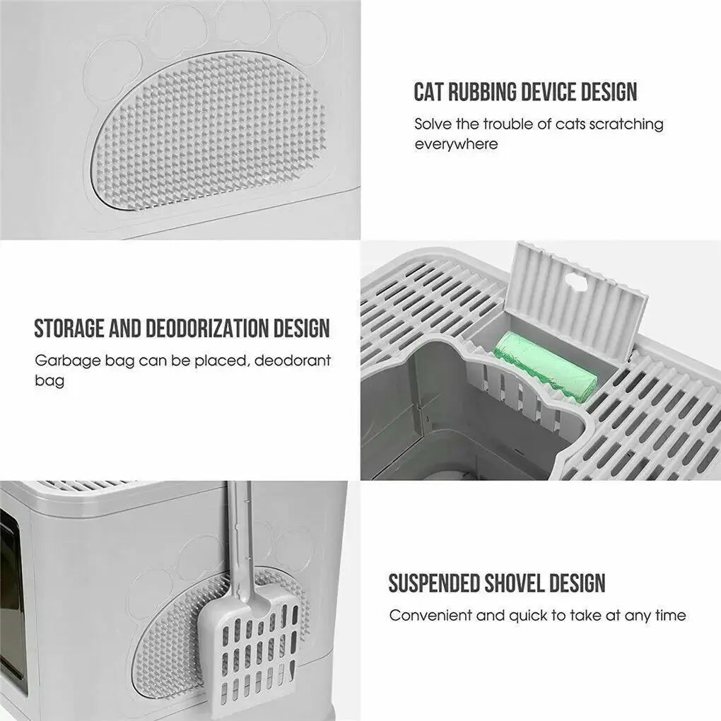 Assembled foldable litter box set up quickly without tools, ideal for busy pet parents