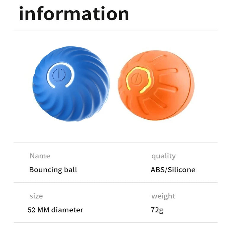 Smart Interactive Pet Ball – USB Rechargeable, Automatic Bouncing & Rolling Toy for Dogs & Cats