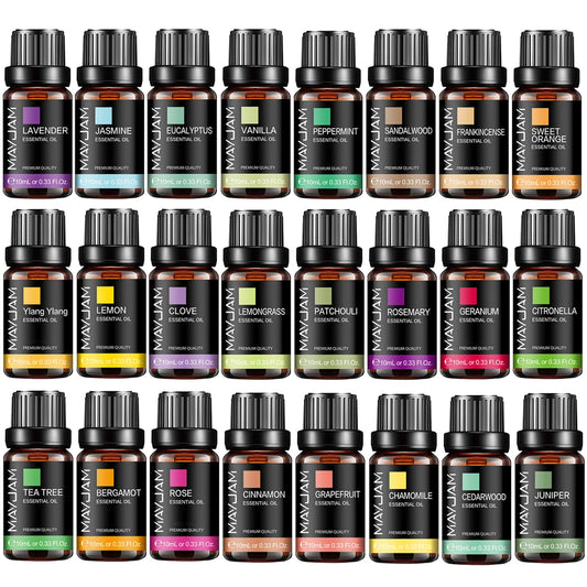 MAYJAM 10ml Essential Oils Set – Lavender, Jasmine, Eucalyptus, Vanilla & More