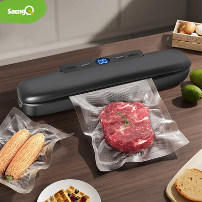 SaengQ Vacuum Sealer Machine – Food Saver with 10 Free Vacuum Bags | Household Food Preservation & Packaging