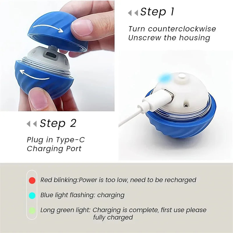 Smart Interactive Pet Ball – USB Rechargeable, Automatic Bouncing & Rolling Toy for Dogs & Cats